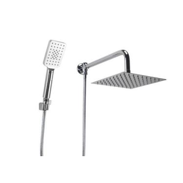 Imagem de Ducha Inox 304 20x20 cm com Chuveirinho de Mão em ABS com Trava - AMG 