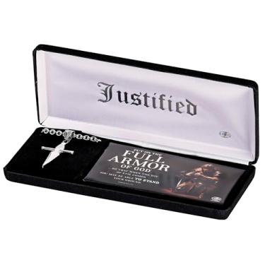 Imagem de Dicksons Colar com cruz Justified Full Armor of God para homens, joia cristã inspiradora de aço inoxidável | 61 cm