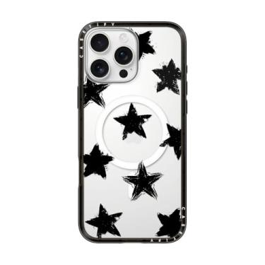 Imagem de CASETiFY Capa compacta para iPhone 16 Pro Max [fina e elegante/compatível com Magsafe/1,2 m. 2X proteção contra quedas de grau militar] - Star Marks - Preto transparente