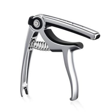 Imagem de Linrax Capo para Violão C4, 4 em 1, Liga de Zinco com Suporte para Palheta, Extrator de Pinos e Cortador de Cordas, Prata