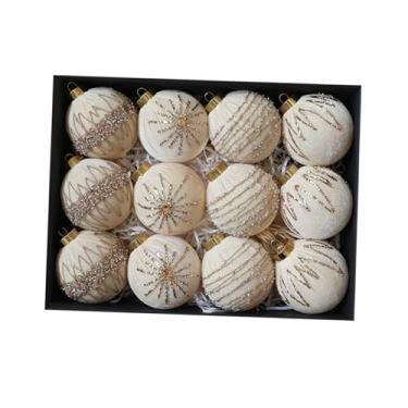 Imagem de Fenteer 12x Enfeites de Natal Pendurados Decoração de Natal Bolas de Decorativas de 8cm Enfeites para Casa Festival Guirlanda Guirlanda Jardim de Casamento, Champanhe