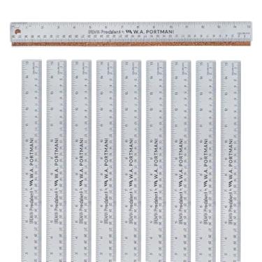 Imagem de Breman Precision Régua de metal traseira de cortiça de 38 polegadas - borda reta 38 cm pacote com 10 - Régua de metal de aço inoxidável flexível e antiderrapante com suporte de cortiça - Graduações