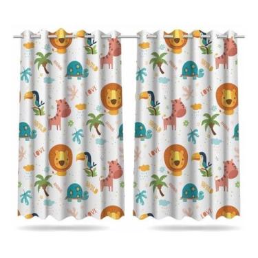 Imagem de Cortina Infantil Animais Safari 3 Tecido Premium 2,60x1,50m - DECORAND