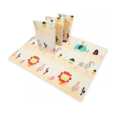 Imagem de Tapete De Atividades Infantil Emborrachado Para Bebê, Dupla Face, Antiderrapante, Impermeável, Portátil, Antitérmico, Dobravel 200x150cm Com Bolsa Para Transporte (Leao)