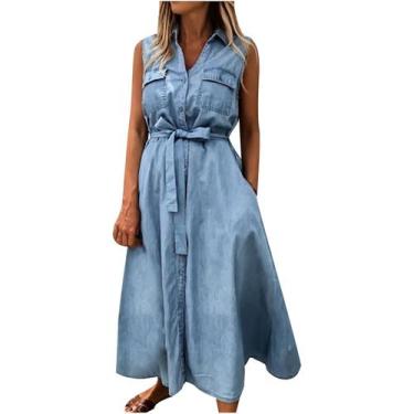 Imagem de Jaqueta jeans feminina casual sólida sem mangas frênulo jeans vestidos