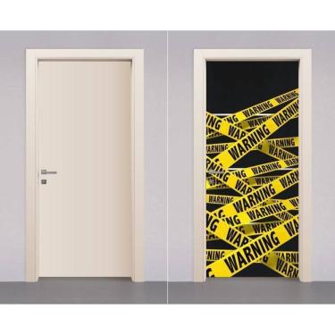 Imagem de Adesivo Envelopamento Decorativo De Porta Warning Aviso