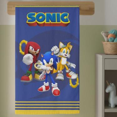 Imagem de Toalha de Banho Estampada Azul Game Corrida Soni Tema Animado Confortá