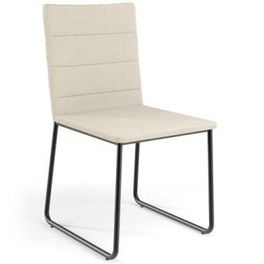 Imagem de Cadeira Decorativa Estofada Para Sala De Jantar Preto Maya L02 Linho C