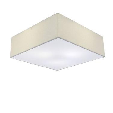 Imagem de Lustre Plafon Sobrepor Quadrado Vivare CQF5015BR Cúpula em Tecido Cor Branca 50x50x15cm
