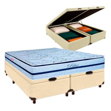 Imagem de Cama + Bau Blindado E Colchão Molas Ensacadas Queen - Blue Paropas