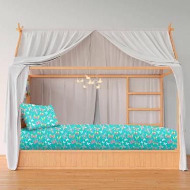 Imagem de Lençol Montessoriana Infantil Borboletas Verde 150x70 - SHOPVIEWS
