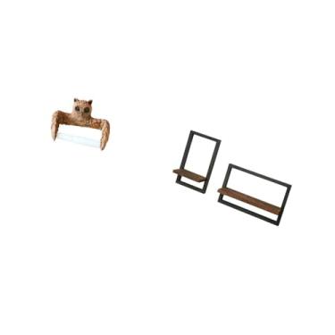 Imagem de Fenteer Suporte de Papel Higiênico Criativo em Formato de, Organizador de Toalhas com Prateleiras de Parede de Madeira Flutuantes, Moderno E Rústico, P