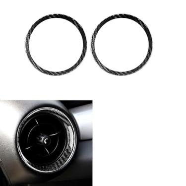 Imagem de FINMOKAL 2 peças de fibra de carbono real painel painel lateral acabamento de anel de ventilação de ar compatível com BMW MINI R55 R56 R57 R58 R59 2007-2012