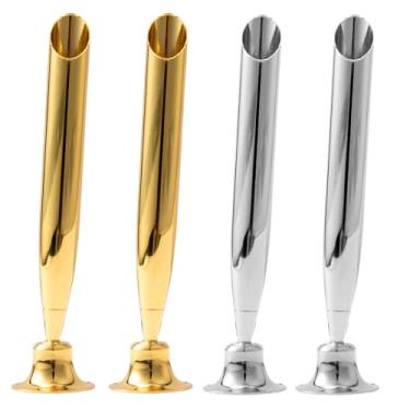 Imagem de YGHSZ 4 suportes de caneta de armazenamento de mesa de metal, suporte giratório de metal com tela única, adequado para escritório em casa, hotel, uso escolar