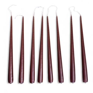 Imagem de Kit 8 Velas Cônicas Decorativas Marrom 100% Parafina Duração 8h