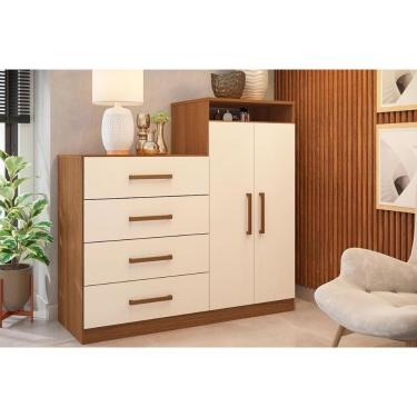 Imagem de Cômoda De Quarto áurea C/ 2 Portas E 4 Gavetas Amendola/off White - Demóbile