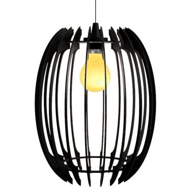 Imagem de Luminária Teto Tipo Pendente Grega Mdf - Completa Cor: Preta