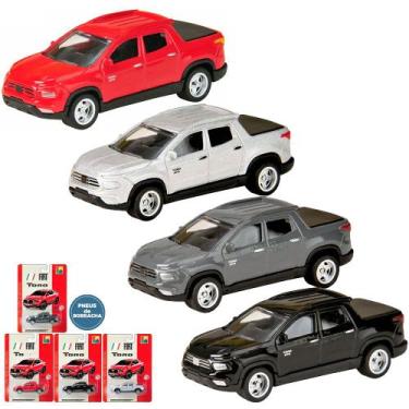 Imagem de Coleção 4 Miniaturas Fiat Toro Escala 1:64 Metal Com Pneus Borracha Pa