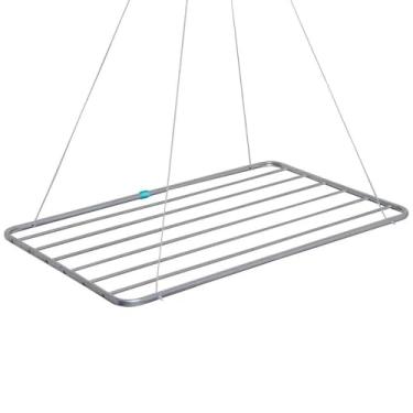 Imagem de Varal De Teto De AlumíNio Ou AçO 1,20m x 56cm Incluindo Kit De Montagem(120CM ALUMINIO)