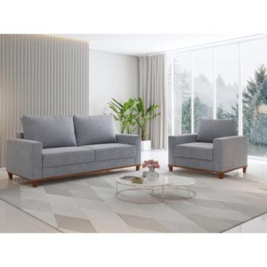 Imagem de Conjunto Sofá Living Linho 180cm Vicente com 1 Poltrona Viena Viero, L