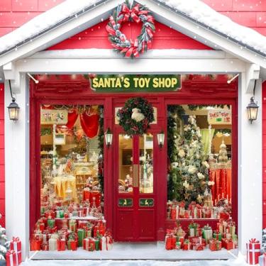 Imagem de 2,1 x 2,4 m Decorações de banner de porta de garagem de loja de brinquedos de Natal Papai Noel