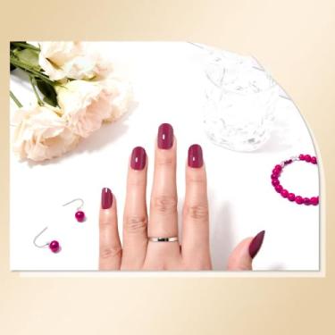 Imagem de Kits de decoração de unhas, cor sólida, conjunto de manicure oval curto reutilizável com cola de gelatina, mini lixa e bastão para acabamento de salão DIY em casa