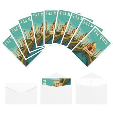 Imagem de gaeaverse Agra Cartões postais de paisagem da Índia, vintage, com envelopes, 9 peças/conjunto de cartões comemorativos de cidades do mundo para negócios, viagens, paisagem, decoração de presente