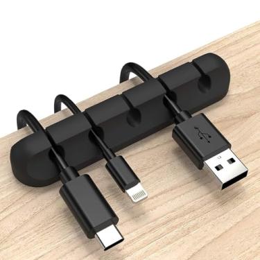 Imagem de Clipes de cabo, organizador de cabos USB, suporte de cabo de carregamento, autoadesivo, organizador de cabos de mesa, colorido, carregador USB, lindo clipe para carro, escritório, bancada, cabeceira
