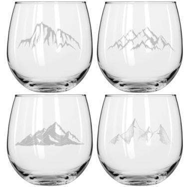Imagem de MIP Conjunto de 4 taças de vinho para presente de vinho tinto ou branco, coleção montanhas ao ar livre, caminhadas, escalada (473 ml sem haste)