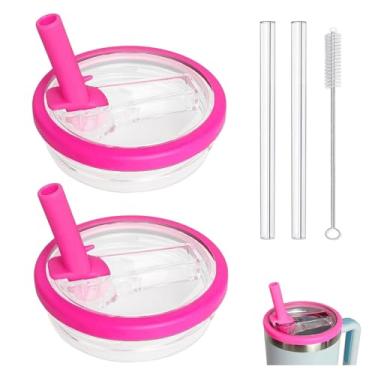 Imagem de WHOLELIVES Canudo flip à prova de vazamento de 1,134 g para tampa Stanley, substituição da tampa do copo sem derramamento para tampa de copo Stanley 1,134 g (rosa)