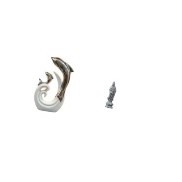 Imagem de Fenteer Estátua Moderna E Abstrata de Cerâmica com Golfinho E Buda Guan Yin para Decoração de Mesa de Centro, Estante, Armário Ou Qualquer Outro Objeto Decora