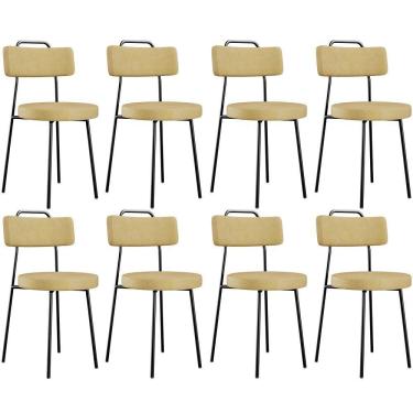 Imagem de Kit 08 Cadeiras Decorativas Estofada Sala De Jantar Barcelona L02 Couríssimo Casco Fendi - Lyam Decor