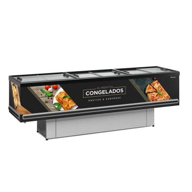 Imagem de Ilha Vidro Reto Gesv290r Gelopar Ilha 2,89m Vidro Reto Preta Adesivada 220v