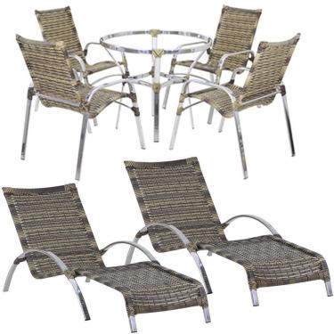 Imagem de 4 Cadeiras E Mesa 2 Espreguiçadeiras E Mesa Trama Original Capuccino