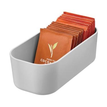 Imagem de Caixa organizadora de gaveta de plástico iDesign - Armazenamento para gavetas de cozinha, banheiro e mesa - cinza