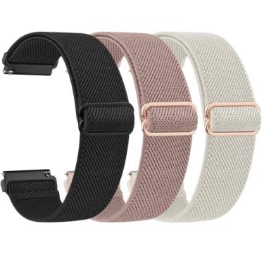 Imagem de Vancle Pulseiras de relógio inteligente Veryfit, pulseiras elásticas para smartwatch IDW13 IDW16 IDW19 IDW26 IDW28, pulseira de nylon elástico macio ajustável de substituição para Veryfit (preto/rosa