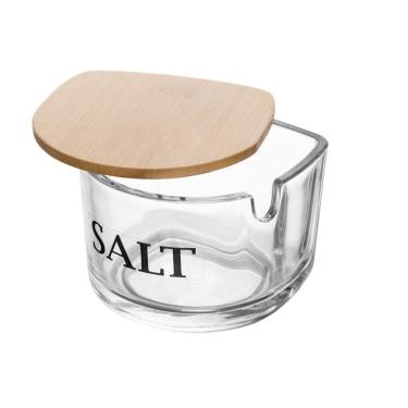 Imagem de Saleiro de Vidro C/Tampa de Bambu Basic 8x10cm Wolff