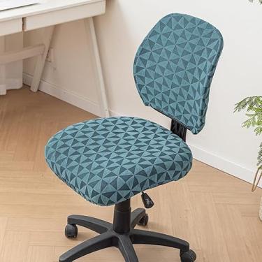 Imagem de CEYISZHU Capa para cadeira de escritório de computador, elástica, 2 peças, capa de assento universal de malha extensível, protetor de móveis para escritório e casa (B-Jacquard verde escuro)