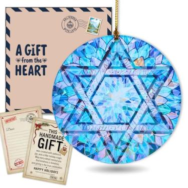 Imagem de Ornamento da estrela de Davi com efeito holograma – presente de Hanukkah, decoração de estrelas de Natal, decoração de árvore judaica, enfeite de acrílico de Hanukkah de Natal, presentes espirituais