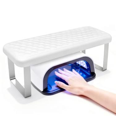 Imagem de AIKYA Descanso de mão de manicure de luxo para unhas - Descanso de braço para unhas apagável com espuma viscoelástica confortável, base de liga de alumínio antiderrapante e de alta religação - branco