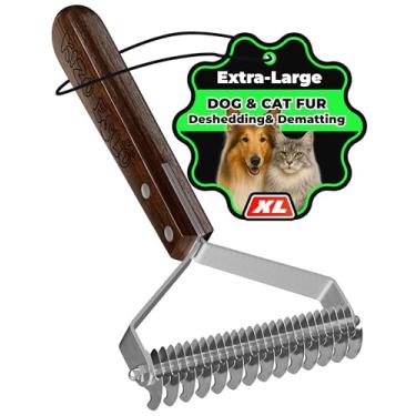 Imagem de Ancinho de subpêlo de dois lados extra grande para cães e gatos, escova de cachorro para remover tapetes de queda, pente desgastante, escova de cuidados suave para pastores alemães animais de