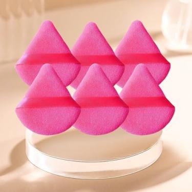 Imagem de Conjunto de 6 peças de pó de triângulo macio, puffs de pó para rosto, esponjas de maquiagem para base, adequado para ferramentas de maquiagem cosmética líquida e creme (rosa vermelho)