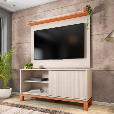 Imagem de Rack com Painel Extensível até 65 Polegadas Mondrian 1 Porta Off White e Freijó