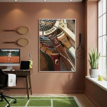 Imagem de Quadro Decorativo Raquetes De Madeira-70x50cm Mold Preta - Quadros On-