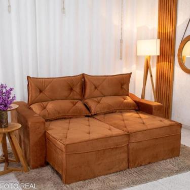 Imagem de Sofá Retrátil Reclinável Moscou 2.00m Veludo Terracota - Imoro Móveis