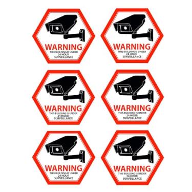 Imagem de Mandala Crafts Adesivo frontal retangular vermelho para câmera de segurança, 10 peças, 24 horas, vídeo vigilância, gravação de aviso, adesivos de janela para ambientes internos ou externos