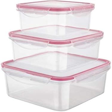 Imagem de Potes de armazenamento hermeticos quadrados para alimentos, transparente, eficientes