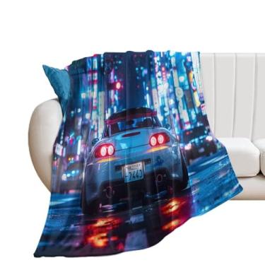 Imagem de HouLaiZhe Cobertor super macio de flanela Tokyo Night JDM S2000 neon esportes leves cobertores refrescantes para sofá-cama cadeira sofá carro viagem ao ar livre leve quente 178 x 203 cm