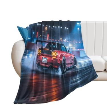 Imagem de HouLaiZhe Cobertor super macio de flanela Drift Racing Sports JDM Car S2000 Cobertores leves de resfriamento para sofá-cama, cadeira, sofá, carro, viagens ao ar livre, leve, quente, 152 x 203 cm