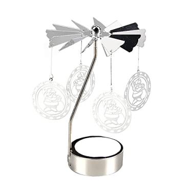 Imagem de Castiçais prateados rotativos românticos giratórios carrossel luz de chá suporte de vela jantar casamento bar festa WW